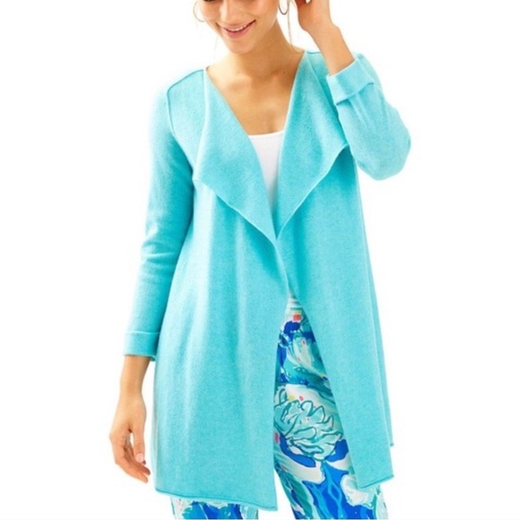 Lilly Pulitzer Oleander Cashmere Cardigan Sweater in Heathered Shorely B… - Picture 9 of 9